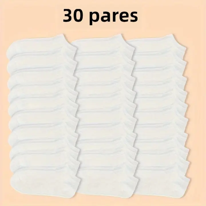 Calcetines Cortos Unisex Antideslizantes Sólidos Para Verano 30/50 Pares Calcetines De Tobillo Bajo Blanco Negro Gris Para Mujeres Y Hombres - 1