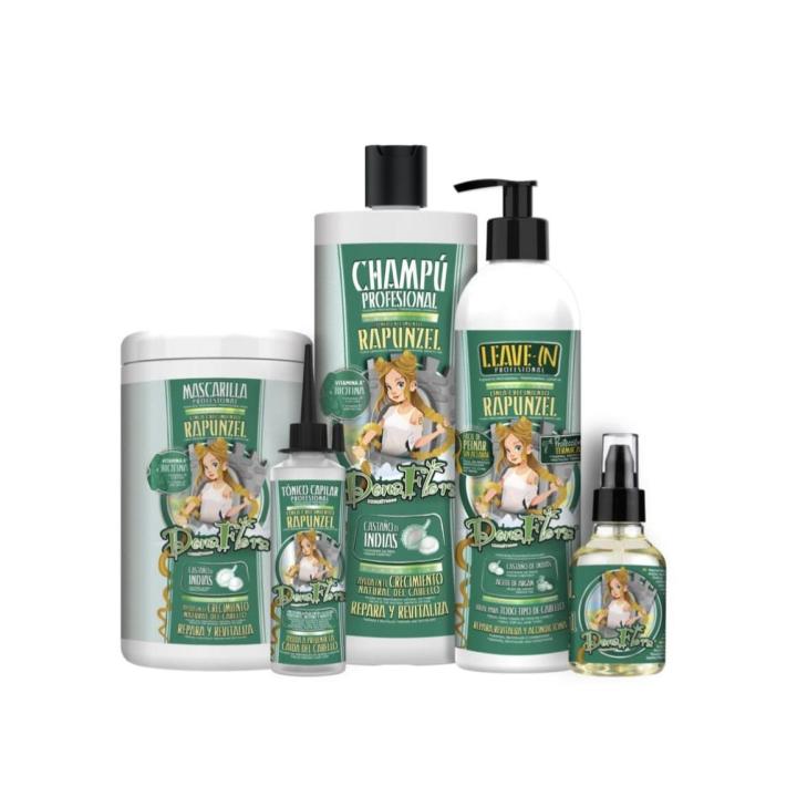 Dona Flora Rapunzel Pack Completo Crecimiento – Champú 1L + Mascarilla 1L + Leave In 500ml + Tónico Capilar 70ml + Magic Oil Sérum 100ml Rutina Completa Cabello Largo Fuerte Hidratado
