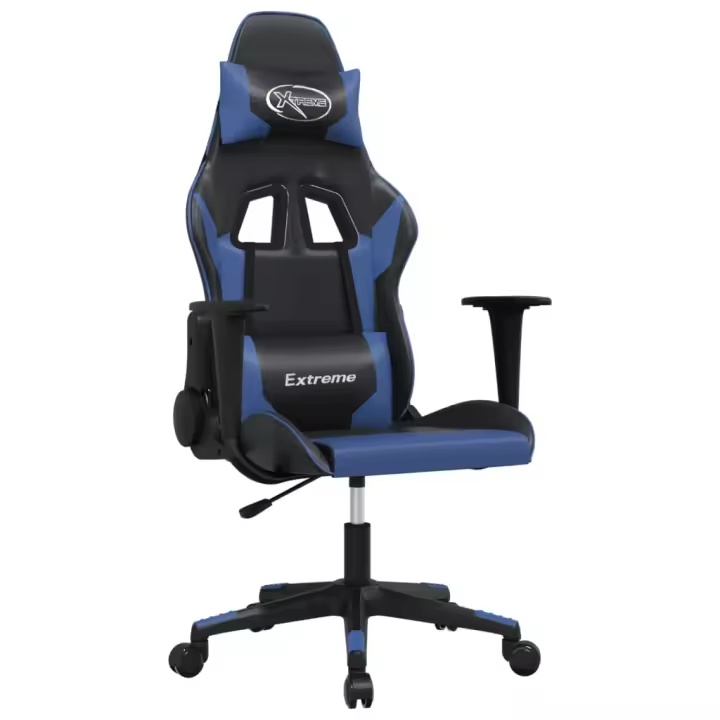 Silla Gaming de cuero sintético Negro y Azul - 1