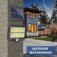 Lámpara Solar Exterior 160LED Con Iluminación De Pared Dividida Impermeable Para Decoración De Jardín Seguridad De Calle Emergencia Moderna ABS Solar - details 5