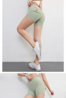 Shorts De Fitness Para Mujer Con Bolsillos Pantalones Cargo Terciopelos Yoga Estilo Verano Secado Rápido Butt Peaches - details 2