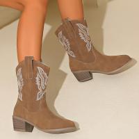 Botas Occidentales Bordadas 2024 Para Mujer Talla Grande 43 Punta Puntiaguda Botines De Otoño Estilo Cowboy Con Plataforma Cierre SLIP-ON Material De Suela RUBBER - details 15