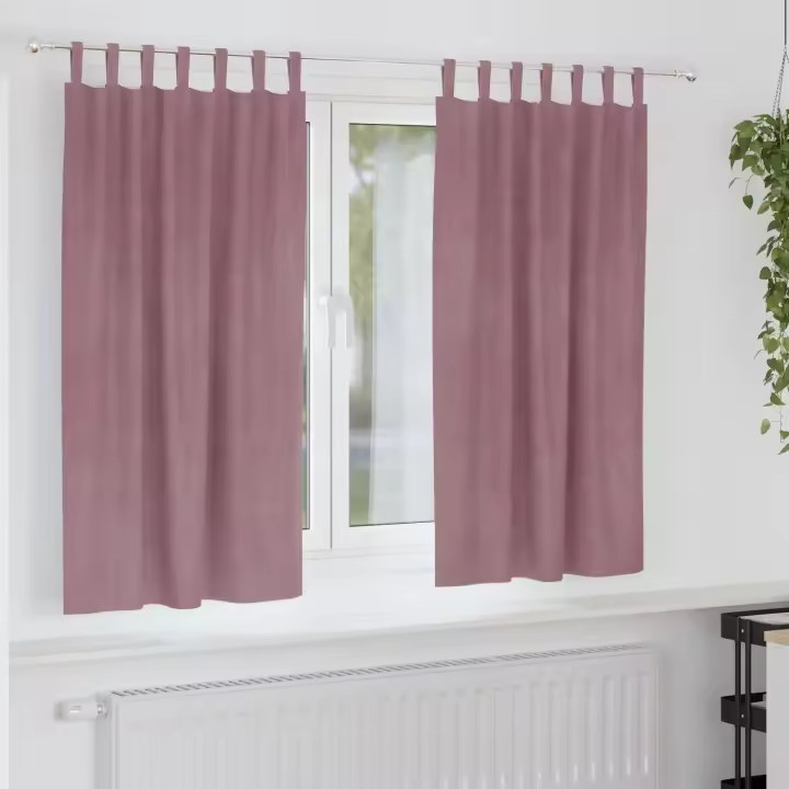 Cortinas Blackout vidaXL con lazos colgantes, 2 pcs de terciopelo rosa oscuro - 1