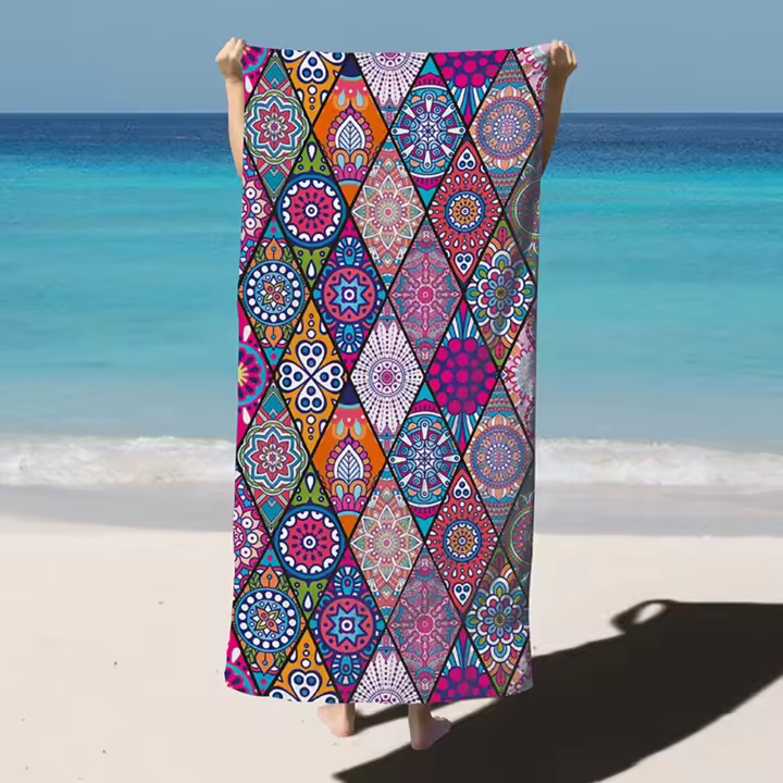 Toalla De Playa De Microfibra HiTurbo Secado Rápido Tamaño Grande 35x71 Pulgadas Toalla De Piscina Super Absorbente Bohe Impresión - 1