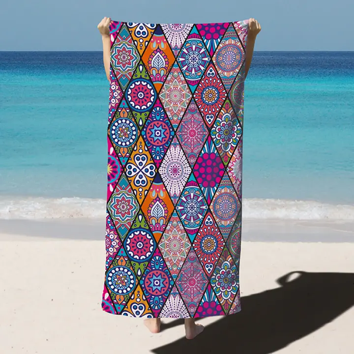 Toalla De Playa De Microfibra HiTurbo Secado Rápido Tamaño Grande 35x71 Pulgadas Toalla De Piscina Super Absorbente Bohe Impresión - 1
