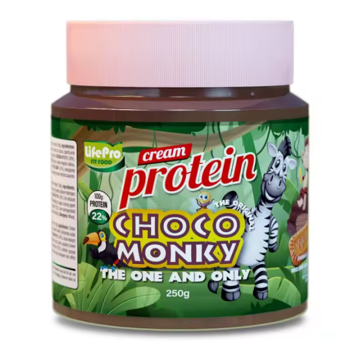 LIFE PRO FITFOOD PROTEIN CREAM CHOCO MONKY 250G - Deliciosa Crema para Untar Alta en Proteína - Sabor Exclusivo Life Pro - 1