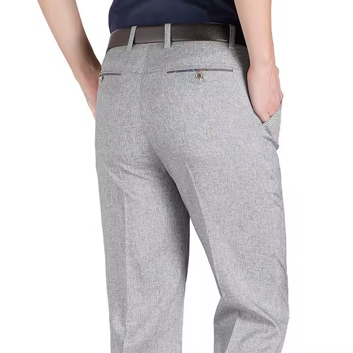 Pantalones Formales Para Hombre Verano Delgado Otoño Grueso Negro Azul Gris Elástico Negocios Sueltos Talla Grande Oficina - 1