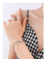 Encanto 1 unidad de pulsera de corazón de melocotón con letras en inglés grabadas de nicho francés, corazones de amor, combinación diaria，pulsera de amor para mujer - details 4