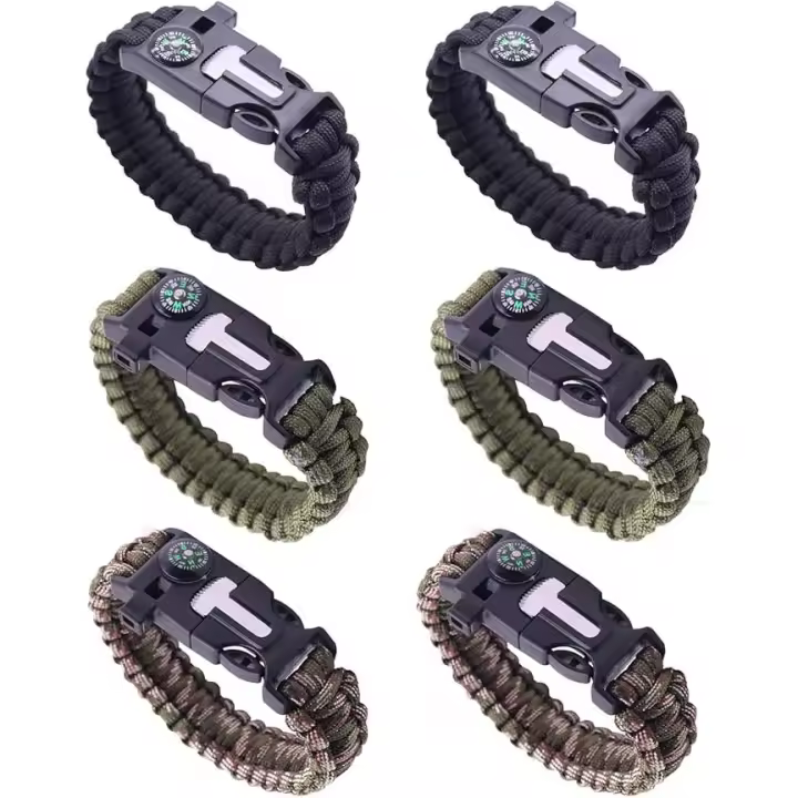 Como senderismo, campamentos, montañismo y Llamadas Telefónicas de Emergencia (3 colores) Pulseras de supervivencia multifunciones de 6 piezas, Las pulseras de supervivencia Son lo suficiente Fuertes para Actividades al Aire Libre - 1