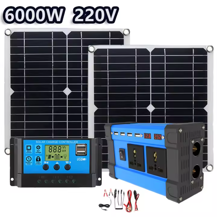 Kit De Paneles Solares Para Camping Y RV 2*200W 5V Con Controlador 30A Y Inversor 6000W 220V/110V Sistema Completo De Energía - 1
