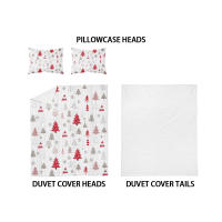 Juego De Cama Navideño 3 Piezas Con Patrón De Árbol De Navidad (1 Funda De Edredón + 2 Fundas De Almohada) Set De Algodón Suave Y Cómodo - details 6
