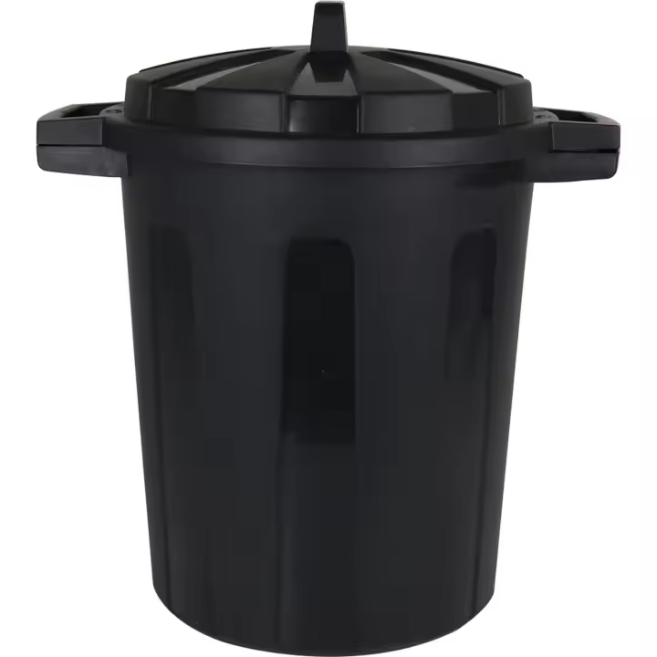 Dem - Cubo de Basura con Tapa 35L Negro - Capacidad Ampliada - Fácil de Limpiar - Diseño Elegante - Resistente a Golpes - 1