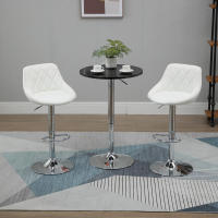 HOMCOM Conjunto de 2 Taburetes de Bar Giratorios con Altura Regulable Sillas Altas Modernas de Comedor con Base Redonda y Reposapiés 46x48x83-104 cm - details 1