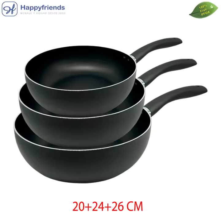 Juego de Sartenes Hondas Aluminio Antiadherentes Para Todo Tipo de Cocina | Revestimiento Antiadherente | Superficie Honda con Calentamiento Rápido y Uniforme | Modelos a Elegir Ø20/24/26/28/32 CM | Libre de PFOA - Happy Friends - 1