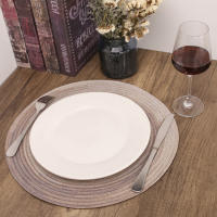Juego De 6 Tapetes Redondos Tejidos a Mano Para Mesa De Comedor Navidad Y Bodas 34cm Resistente Al Calor Ecológicos De Poliéster Y Algodón - details 20