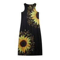 Vestido Largo Sin Mangas Con Cuello En V Y Estampado De Rosas Retro Para Mujer Vestido De Calle Estilo Vintage Polyester - details 7