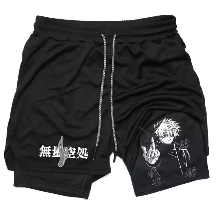 Shorts De Compresión Anime Para Hombre Verano Deporte Ropa Deportiva Gimnasio Entrenamiento Fitness Shorts De 2 En 1 - 1