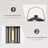 Luz de camping, Luz de camping LED vintage, Luz de camping recargable impermeable de emergencia COB - details 2