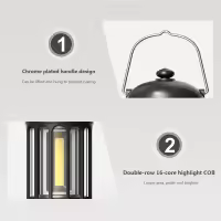 Luz de camping, Luz de camping LED vintage, Luz de camping recargable impermeable de emergencia COB - details 2