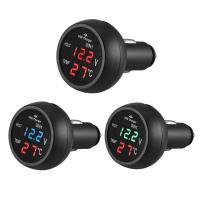 Voltímetro Digital Para Coche Universal 12V 24V Con Cargador USB Medidor De Tensión Y Temperatura Pantalla LED Instalación Frontal Material ABS Y Componentes Electrónicos - details 1