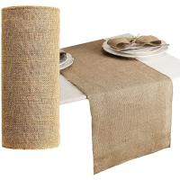 Corredor De Mesa Vintage De Lino Y Juta Natural 30cm X 1000cm Para Decoración De Boda Y Fiesta Rural En Casa Color Caqui - details 4