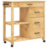vidaXL Carrito de cocina MONZA madera maciza de pino 84x40x90 cm Marrón - details 1