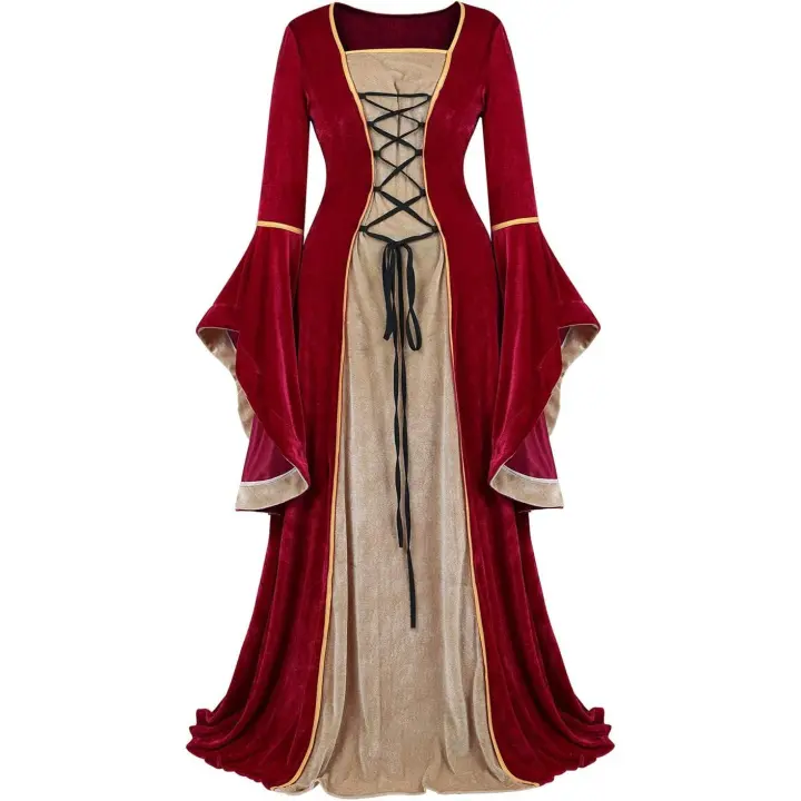 Disfraz renacentista Vestido medieval para mujer Vestidos de reina de terciopelo - 1