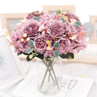 DociDaci Arreglo De Flores Artificiales Rosa De Seda Retro Con Almohadillas De Hydrangea Y Peonía Vintage Decoración De Casa Para Boda Accesorios De Fiesta - details 0
