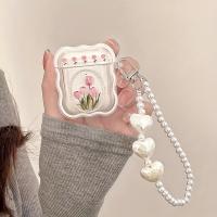 Funda Protectora Suave Para AirPods 1 2 pro 3 Con Diseño Retro De Tulipes Y Pulsera De Perlas Cubierta Para Caja De Recarga Del Auricular - details 0
