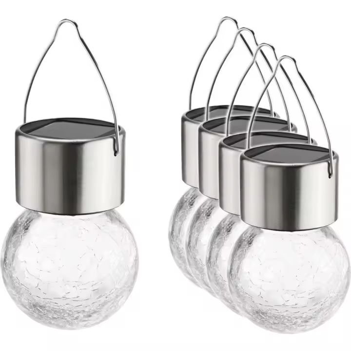 Luces solares de bola agrietada, linternas decorativas para jardín al aire libre, 5 piezas de bolas solares para jardín colgantes de vidrio roto LED blanco cálido 6 cm - 1