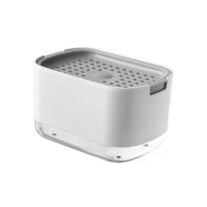 Dispensador de líquido para lavavajillas, dispensador de jabón de Cocina 2 en 1, dispensador de jabón de 300 ml, dispensador de líquido para lavavajillas, Esponja y soporte para Esponja para fregadero de Cocina y Baños - 1