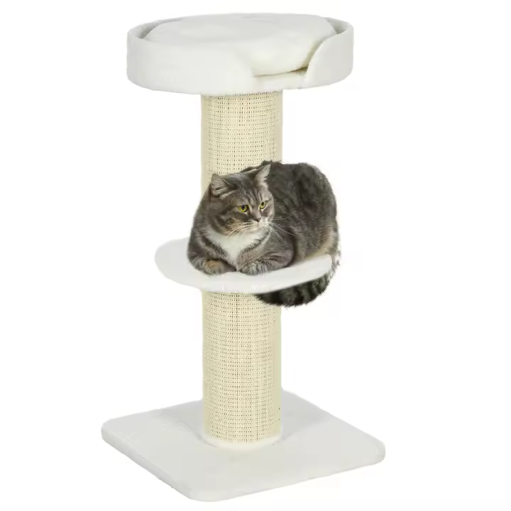 PawHut Árbol Rascador para Gatos Altura 91 cm Árbol para Gatos Torre para Gatos de 3 Niveles con Nido Plataforma y Poste de Sisal 45x45x91 cm - 1