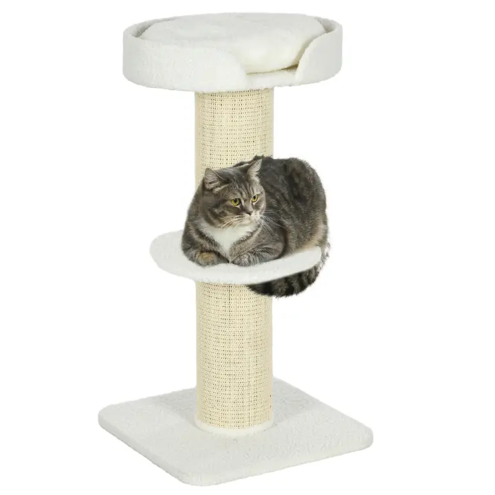 PawHut Árbol Rascador para Gatos Altura 91 cm Árbol para Gatos Torre para Gatos de 3 Niveles con Nido Plataforma y Poste de Sisal 45x45x91 cm - 1