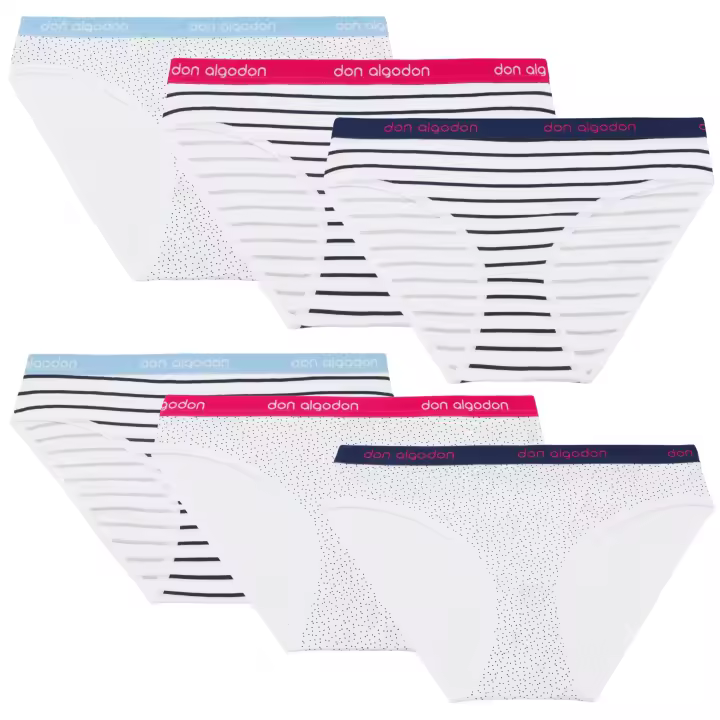 Don Algodon | Pack 6 Braguitas Rayas y Puntitos para Mujer | Suavidad y Comodidad Excepcionales | Bragas Mujer Transpirables, Resistentes, Máxima Comodidad Día y Noche - 1