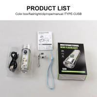 Linterna LED Recargable USB C Con Imán De Cola Y Luz UV Multifuncional Mini Linterna Portátil Para Camping Luz De Defensa Stick - details 14