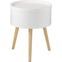 STARLEY-Mesita de Noche Mesitas de café Mesa de Centro Mesa Auxiliar con Compartimento de Almacenamiento, Patas de Madera MDF 38x38x48,5cm Blanco - details 0