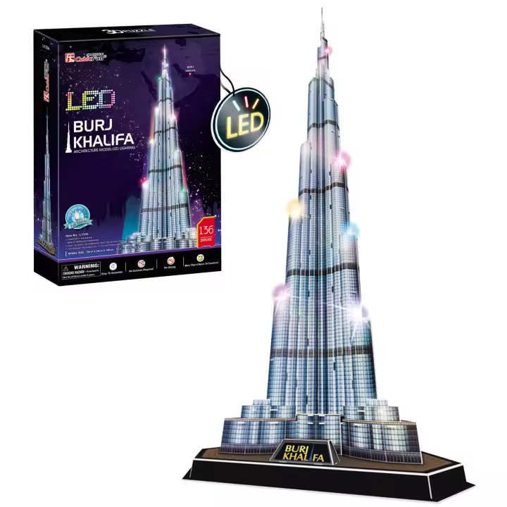 Burj Khalifa Led | Puzzle 3d Niños Y Adultos | Maquetas Para Montar - 1