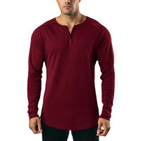 Camiseta De Manga Larga Para Hombre Estilo Hip Hop Casual Fitness Musculado Cuello V Ajustada Algodón Sport Gym - details 10