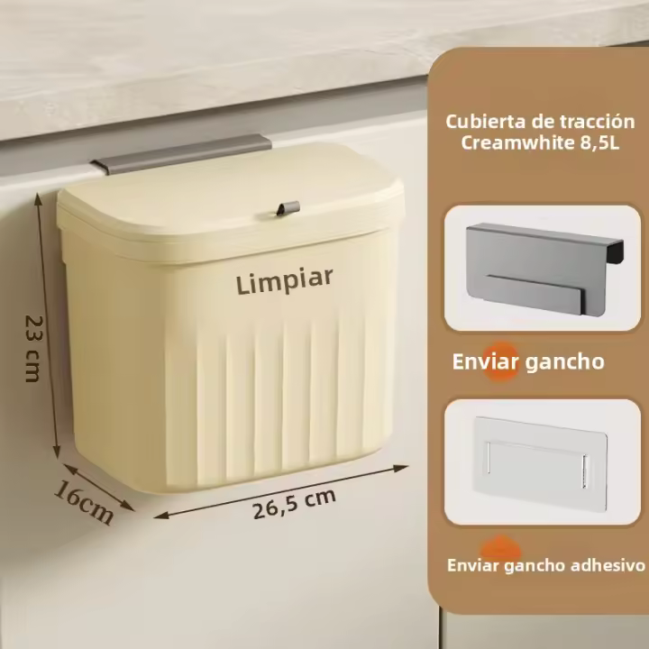 Bandeja De Cocina Pendiente 8.5/12L Empotrable Y Impermeable Para Armario Con Tapa Canasta De Papel Para Baño Y Cocina - 1