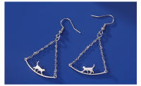 Pendientes Colgantes De Gato Caminante Dorado Cazador Para Mujer Joyería De Acero Inoxidable Regalo Kitten Drop Earrings - details 6