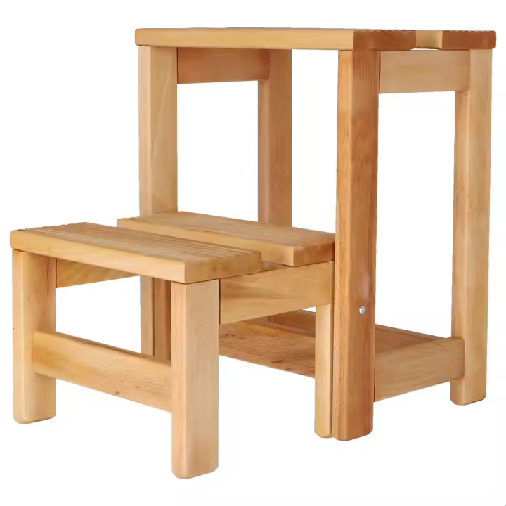 Wellhome Taburete Pescador de Madera de Haya Plegable con Acabado en Aceite - 33x25x36 Cm - 1