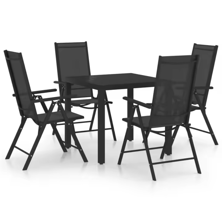 vidaXL Juego de comedor de jardín 5 piezas aluminio negro - 1
