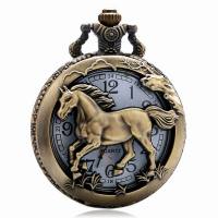 Reloj De Bolsillo Cuarzo Vintage Bronce Con Diseño De Caballo Hueco Para Hombres Y Mujeres Regalo De Moda Con Collar Relojes Exquisitos - details 5