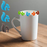 10Pcs Marcadores De Bebida Squirrel Silicone Para Barra Fiesta Té Bolsas Portadores Marcadores De Vaso Copa Taza Eco-amigable - details 5