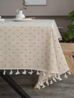 Mantel De Lino Y Algodón Con Estampado De Margarita Bohemia Para Fiesta Y Picnic En La Cocina 1PC Mantel De Frangeado Estilo Farmhouse - details 2