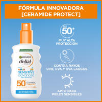 Garnier Delial Niños Sensitive Advanced Spray Protector Solar para pieles claras, sensibles e intolerantes al sol. Muy resistente al agua, sol y cloro. SPF50+. Testado bajo control pediátrico - 150 ml. - details 0
