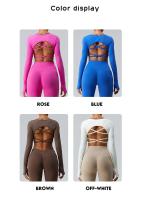 Top Deportivo De Manga Larga Para Mujer Sexy Cruzado En La Espalda Rápido Secado Yoga Gimnasio Entrenamiento Crop Top Casual - details 0