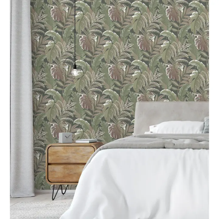Papel pintado vinílico ecológico decorativo de hojas tropicales - Palmer Hill 680741 de GAULAN - Rollo de 10 m x 0,53 m - 1