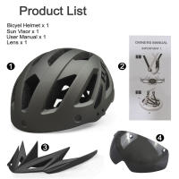 PJT Casco De Bicicleta LED Recargable Con Visera Gafas De Sol Para Hombres Helmets De Ciclismo MTB Y Carretera Con Protección Solar - details 7