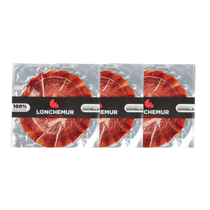 Jamón ibérico  de cebo loncheado a cuchillo, 3 sobres de 100 gr + gourmet + LONCHEMUR%20LONCHEADOS%20DE%20MURCIA - 1